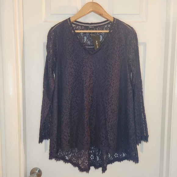 Style & Co Elegant Purple Lace Top SZ: S Cotton Nylon Blend NWT! - Picture 2 of 16